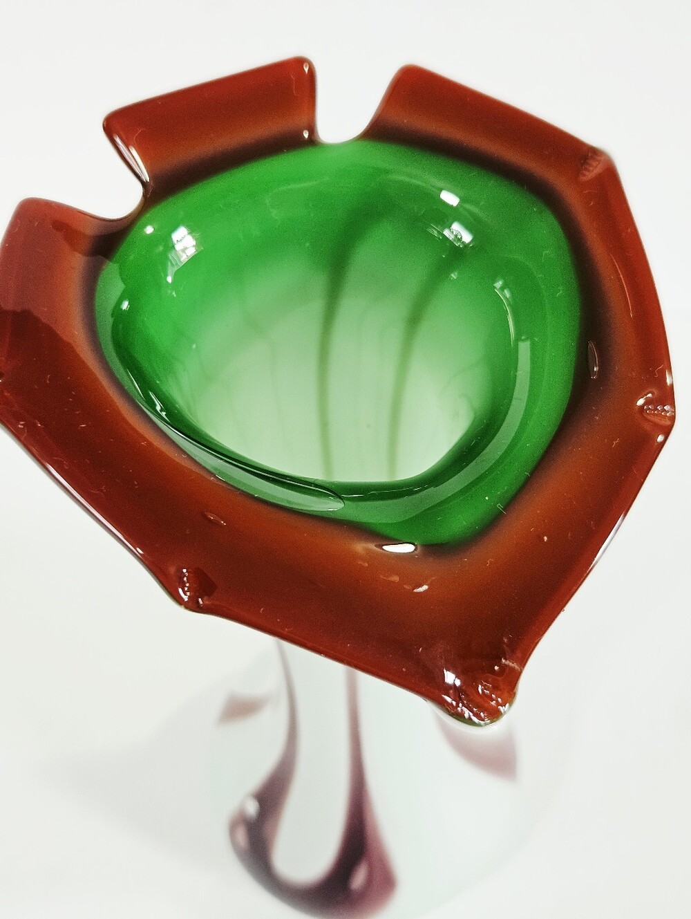 Vintage Murano Style Handblown Art Glass Calla Lily Jack-In-The-Pulpit Vase - Picture 13 of 16